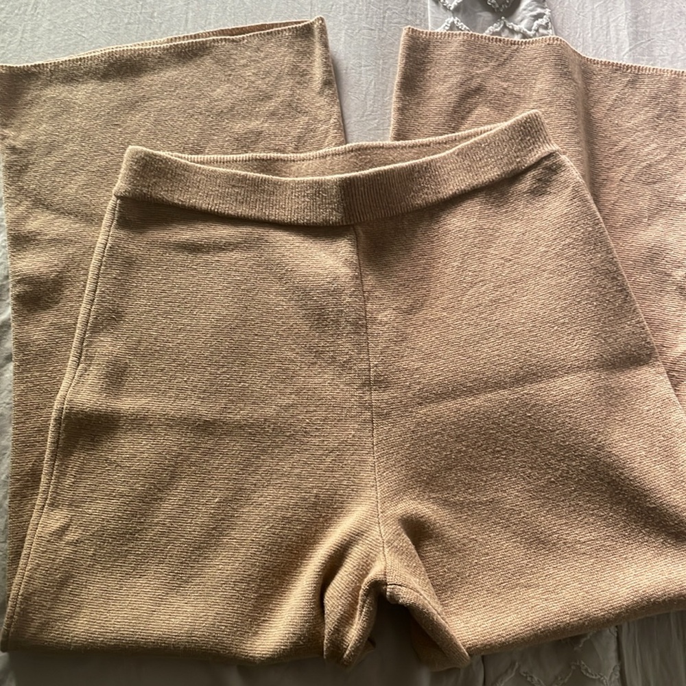 J. Crew Tan Knit pants wide leg